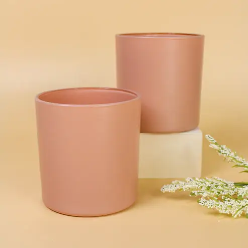 General Wax - Candle Making Supplies - Vente Bougeoirs - Pot à bougie Monticiano Matte Blush 9,5 oz en verre pour fabrication de bougies3