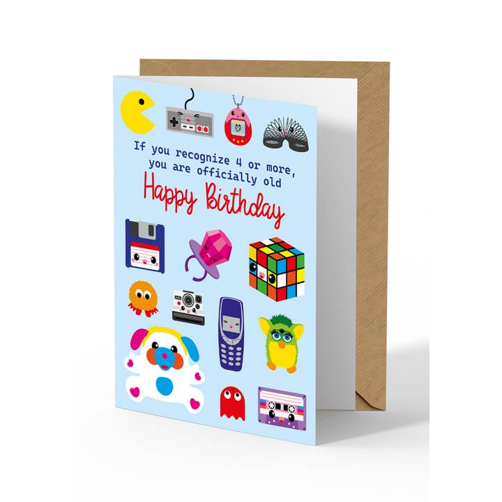 Cartão de saudação dos anos 80 Cartão de aniversário engraçado retro dos anos 90 por atacado de Studio Inktvis