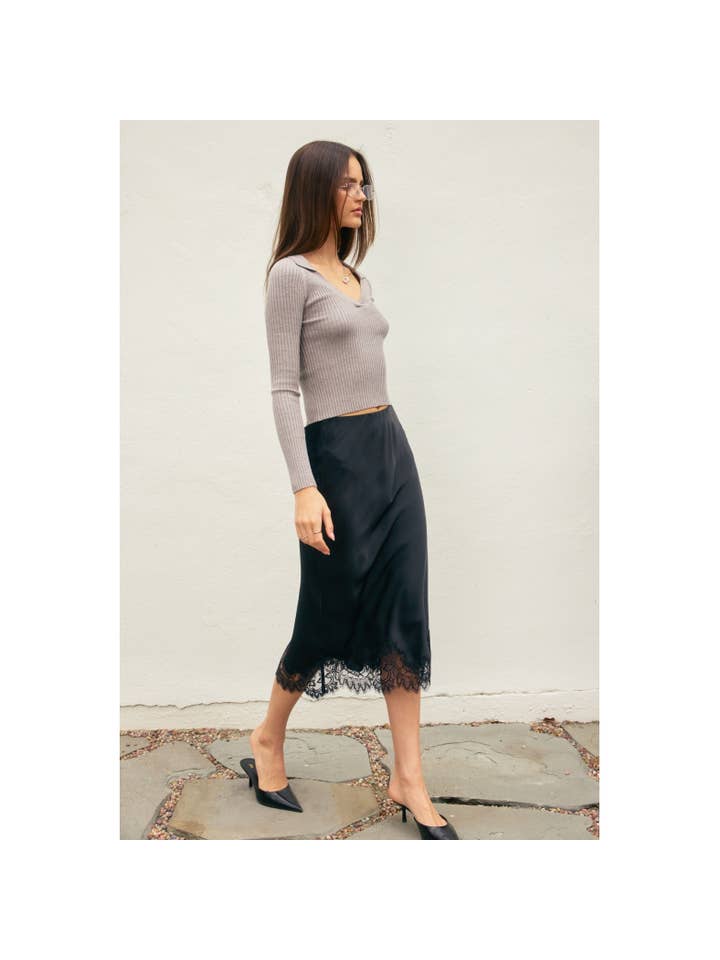 Dress Forum - Wholesale Skirt – Women’s - Dull Satin Lace Hem Pencil Skirt (1)26