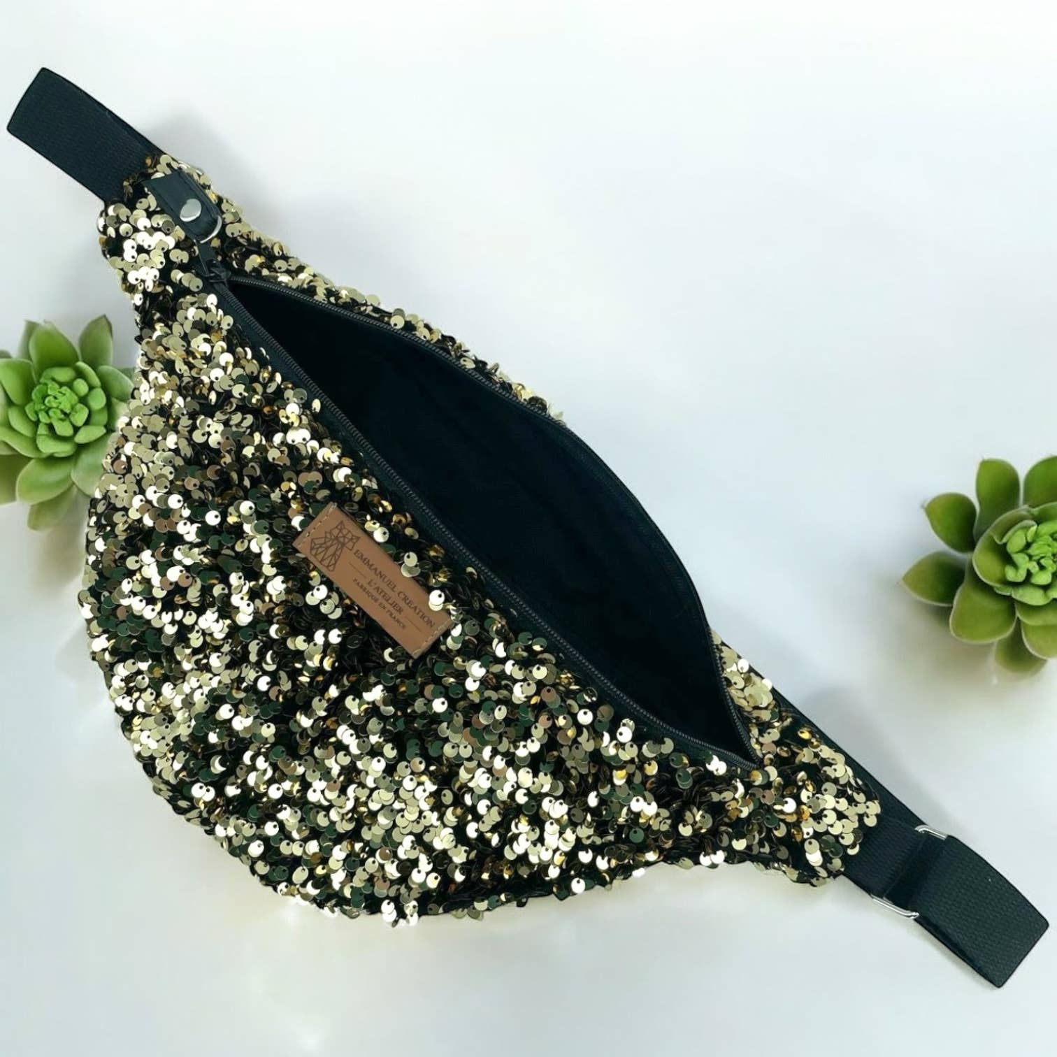 Emmanuel Création - Wholesale Schoudertas - Dames - Heuptasje 'Sequin' in goud1