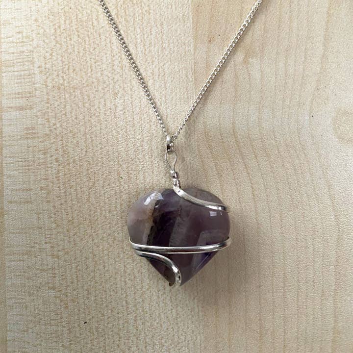 VIE – Colar pingente/pendente por atacado – Pendente de envoltório de fio de coração de cristal, 3cm8