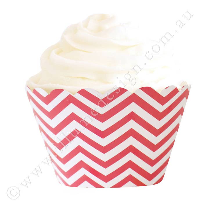 Chevron Red Cupcake Wrapper - Pack of 12 for wholesale by Illume Partyware