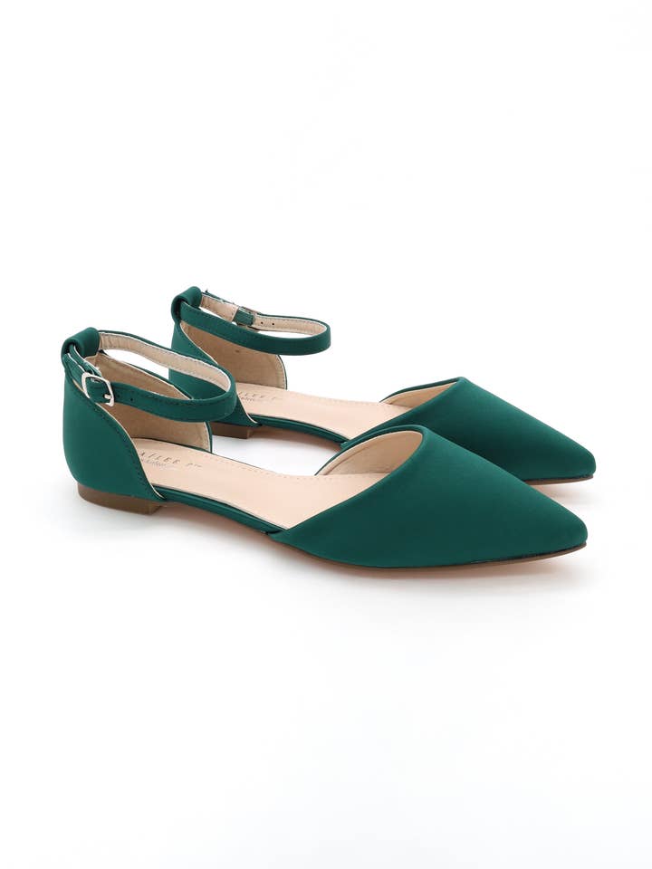 Kailee P. - Wholesale Flats - Women's - Satin Pointy Toe Flats with Ankle Strap54