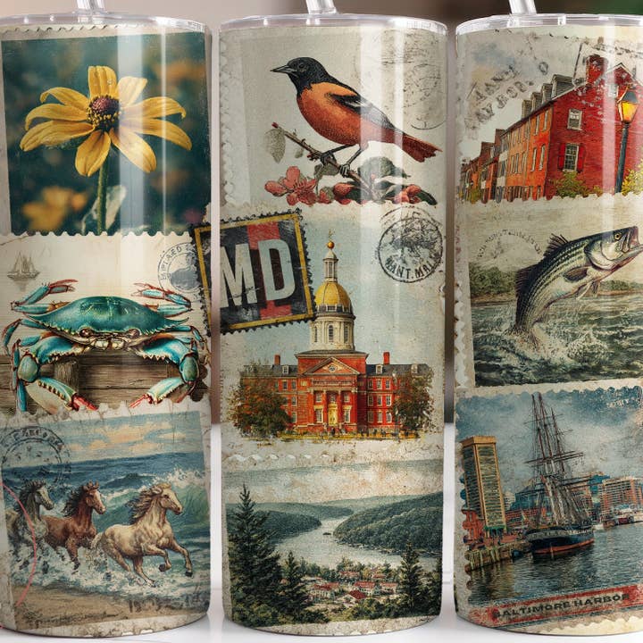 Statliga Maryland-frimärken | Tumbler för wholesale av Designs by Robyn