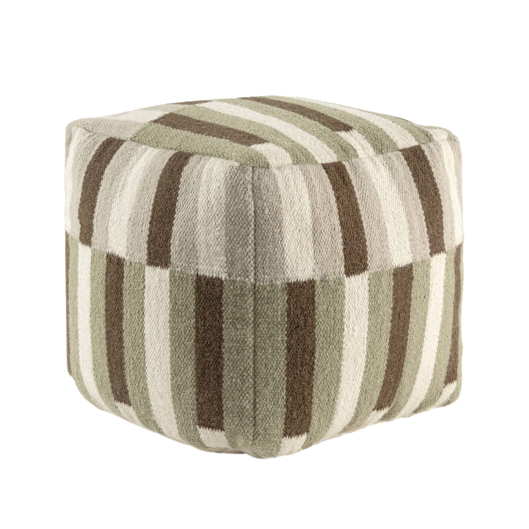 LR Home - Wholesale Pouf - Modern Ivory/Brown Geometric Indoor Pouf1