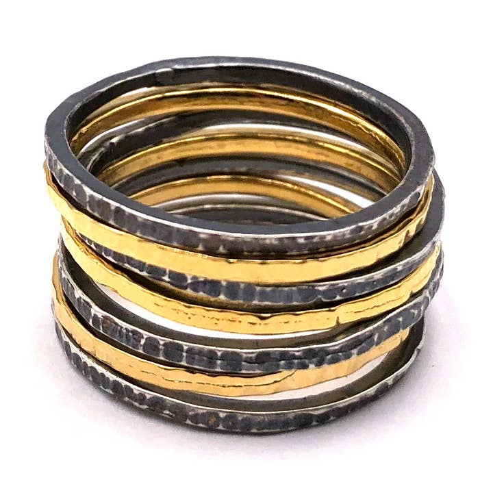 Thin Textured stacking ring for wholesale by Tiny Desk Designs