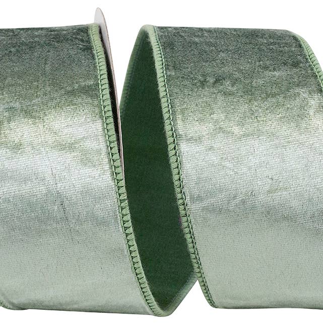 Designer Plush Velvet Elite Wired Edge, Celadon, 2-1/2 In for wholesale by RELIANT RIBBON