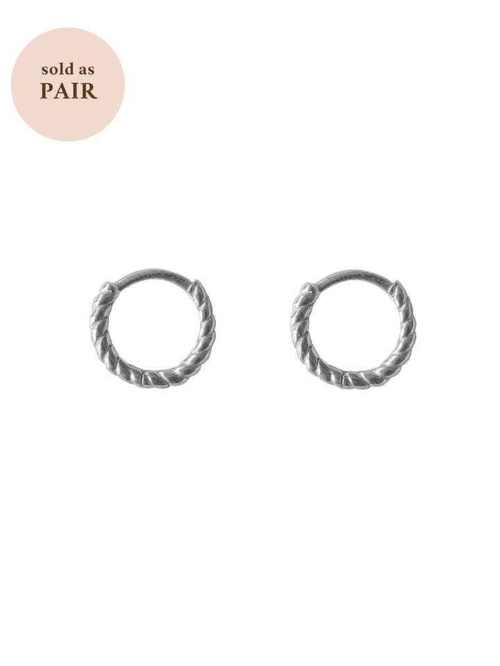 Bella Twist Huggie Hoops - Sterling Silver for wholesale by S-kin Studio Jewelry