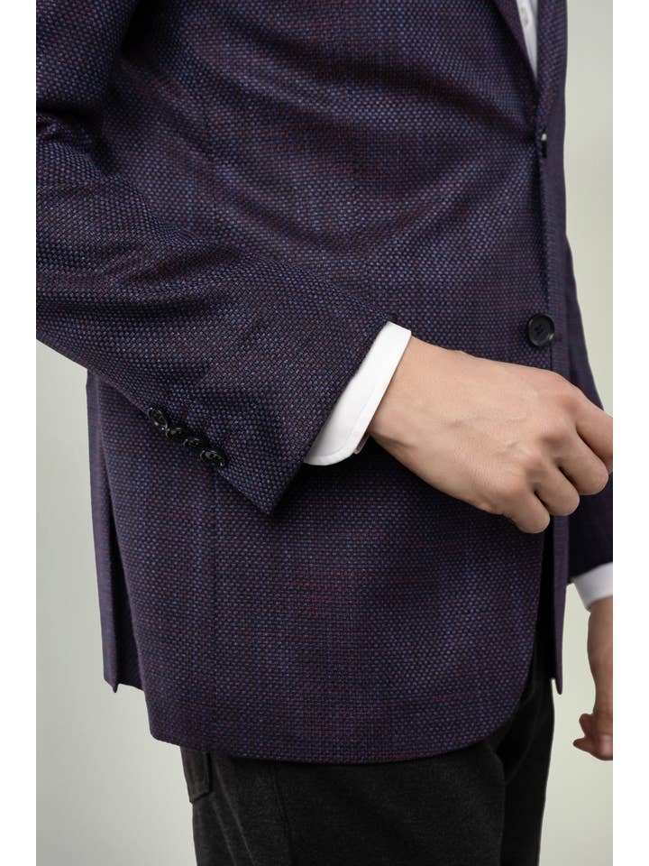 Luchiano Visconti - Wholesale Suit Jacket - Men's - FW23 Purple and Royal Blue Check Sportcoat1