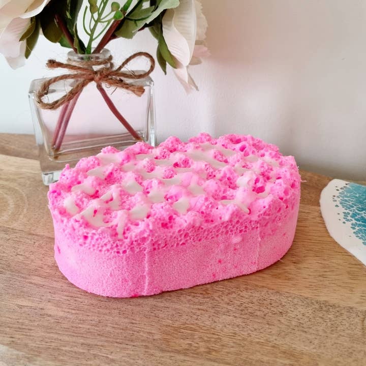 Cottage Fresh Scents – Puff/esponja de banho por atacado – Esponja de massagem esfoliante com infusão de sabão Snow Pixie0