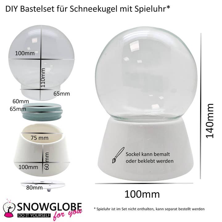 Schneekugelhaus - Wholesale DIY craft kit - 100mm DIY Snow Globe Craft Kit White - Set1