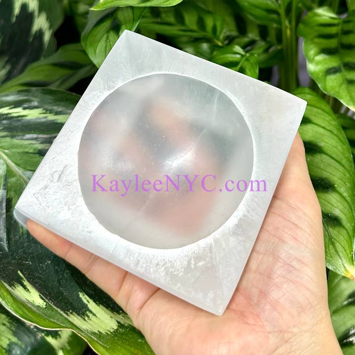 KayleeNYC - Wholesale Decorative Plate/Dish/Bowl - Natural Selenite aka Satin Spar Square Bowls ~10cm