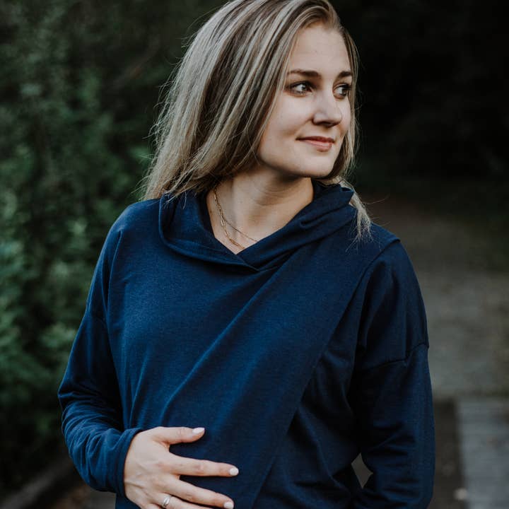 New Genes Maternity - Wholesale Hoodie - Women's - Gianna Nursing Hoodie -Navy3