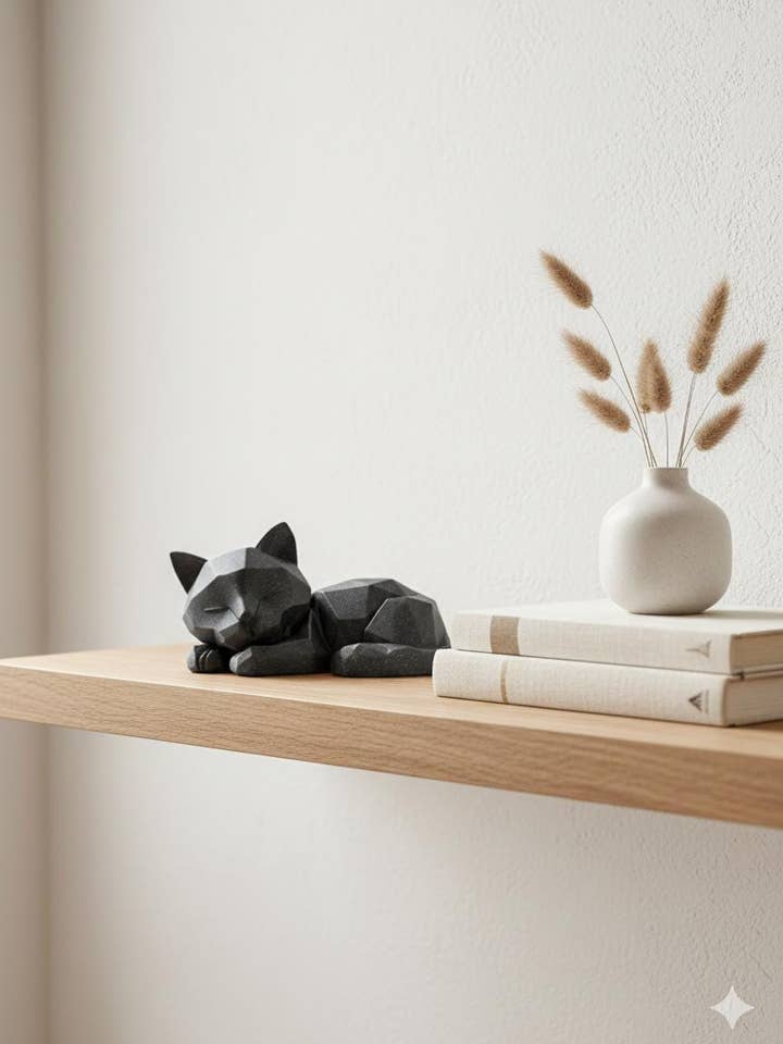 Sleeping Cat Figurine Geometric Low Poly Home Decor for wholesale by Kri8 Collective
