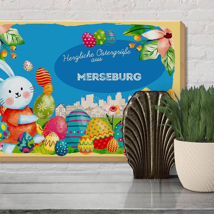 Femer - Wholesale Sign - Easter Easter greetings wooden sign 30x20cm MERSEBURG gift decoration wooden sign3