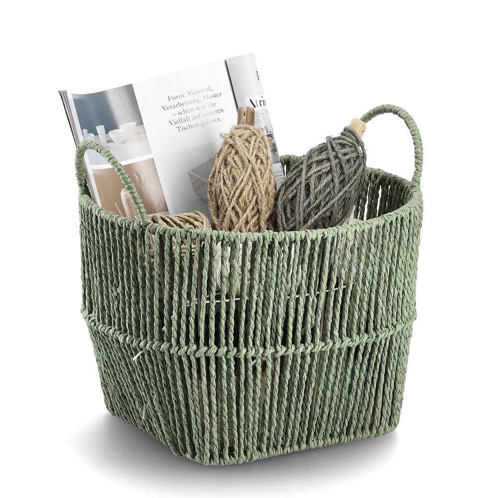 Storage basket, paper weave, sage for wholesale on Faire1