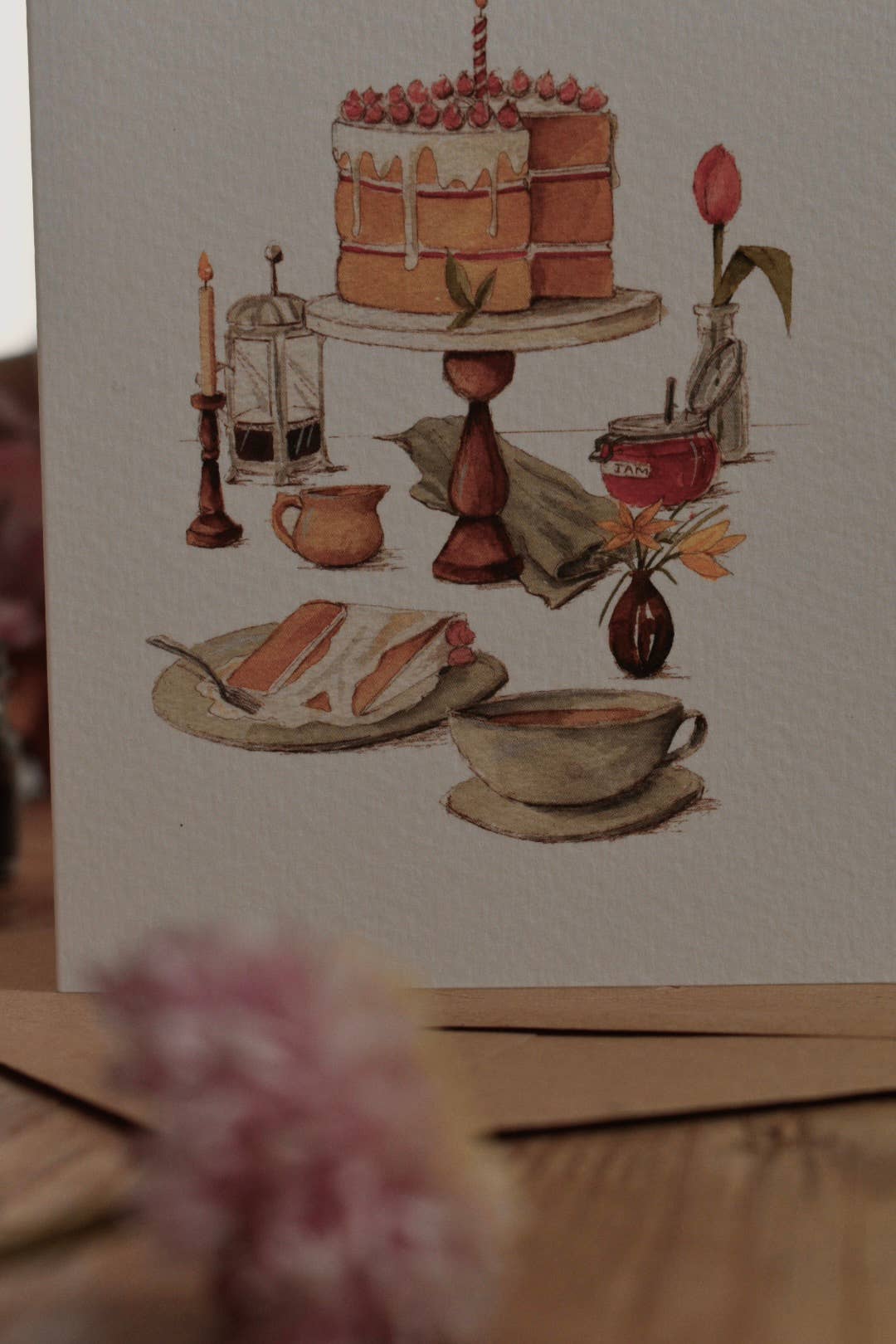 Brooke Marie – wholesale Birthday card – Happy Birthday Cake and Coffee on Table Card2