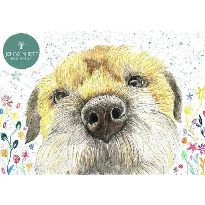 Jen Winnett Eco Artist - Wholesale Art Print - Tilly the Border Terrier Dog Signed Watercolour Art Animal