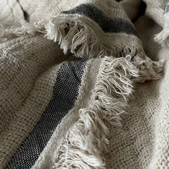 Anaya Home - Wholesale Throw Blanket - Relaxed Linen Crinkled Stripe Throw1