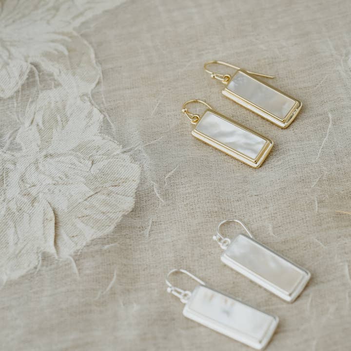 Sarah Earrings-Mother of Pearl for wholesale by Glee Jewelry