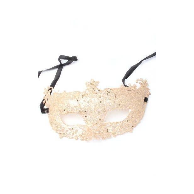 Inca UK - Wholesale Costume - Unisex - Rose Gold Glitter Filigree Style Masquerade Mask