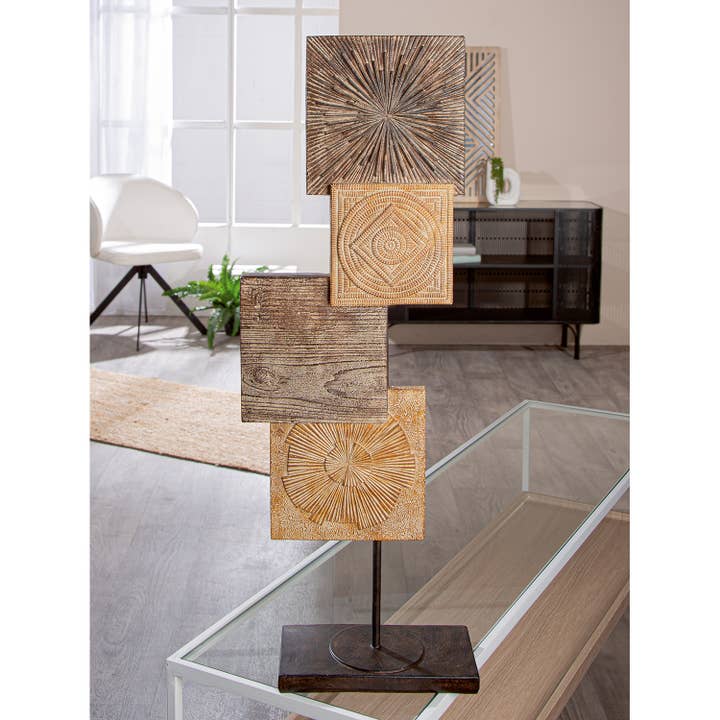 Sculpture square Esculpida natural color H. 69 cm, PU 1 for wholesale on Faire1