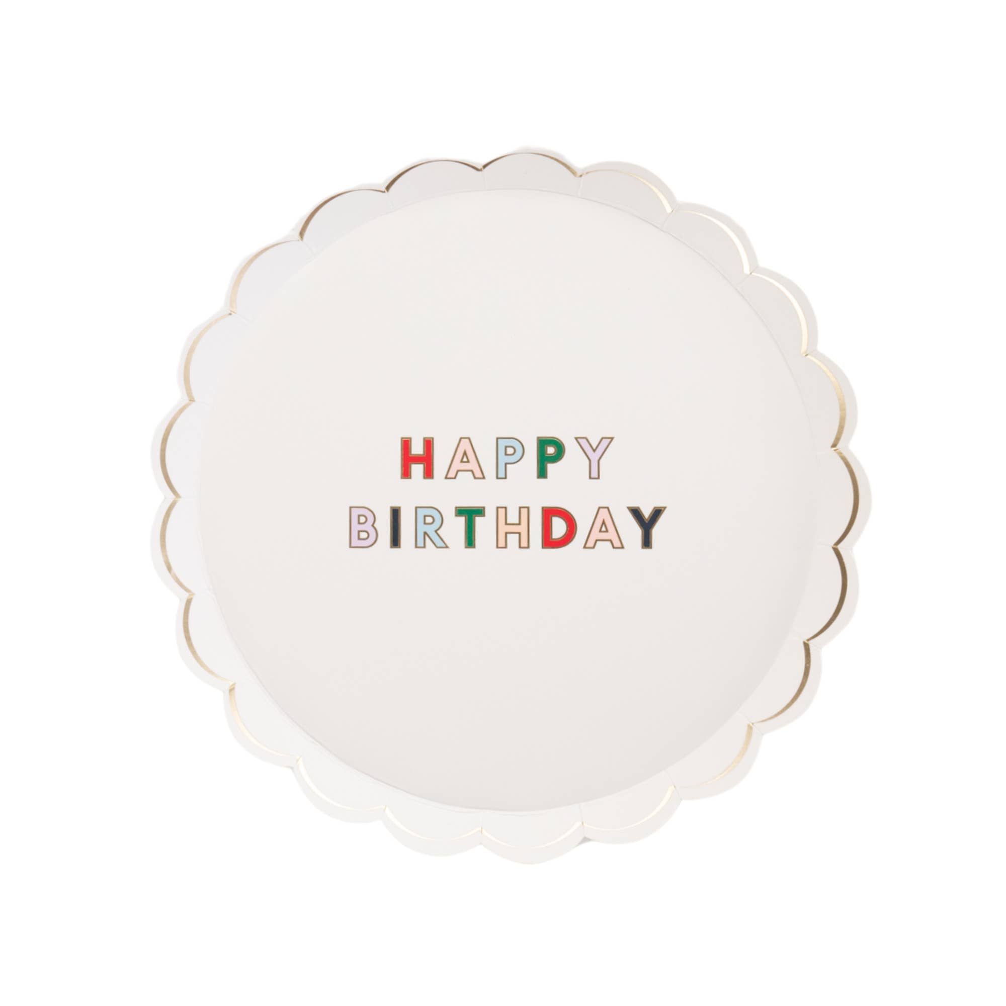 Bonjour Fête - Wholesale Disposable plate - BLANC WHITE SIGNATURE HAPPY BIRTHDAY SMALL PLATE