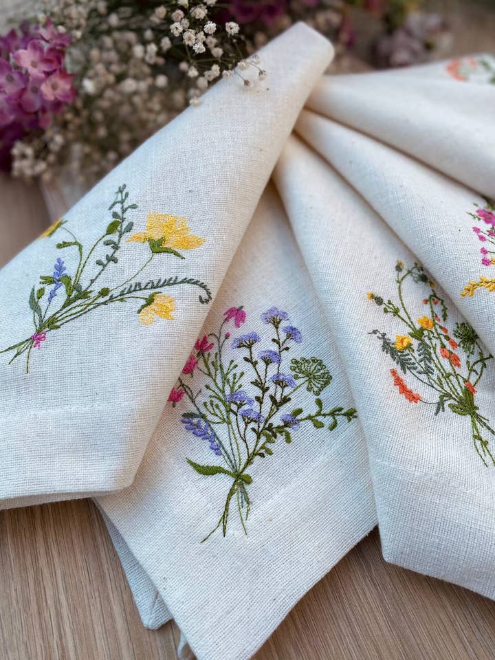 Embroidered Napkins Premium Quality 16x16'' - Floral for wholesale by Handmade Originals Ukraine