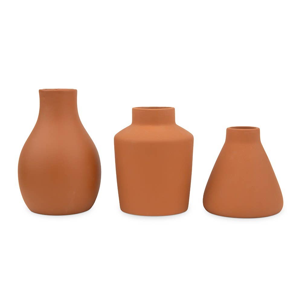 Weddingstar Inc. - Wholesale Vase - 3-Piece Clay Table Vase Set - Brown Terra Cotta3