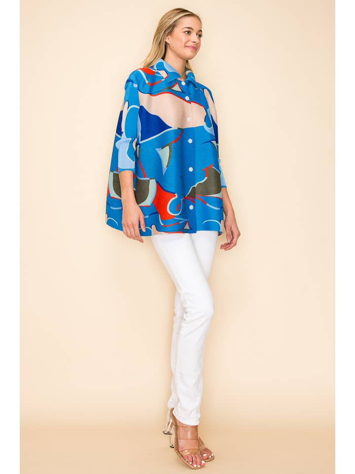 QMP Moda - Wholesale Tunic - Women's - PLEATED LIGHTWEIGHT CARDIGAN/BLOUSE