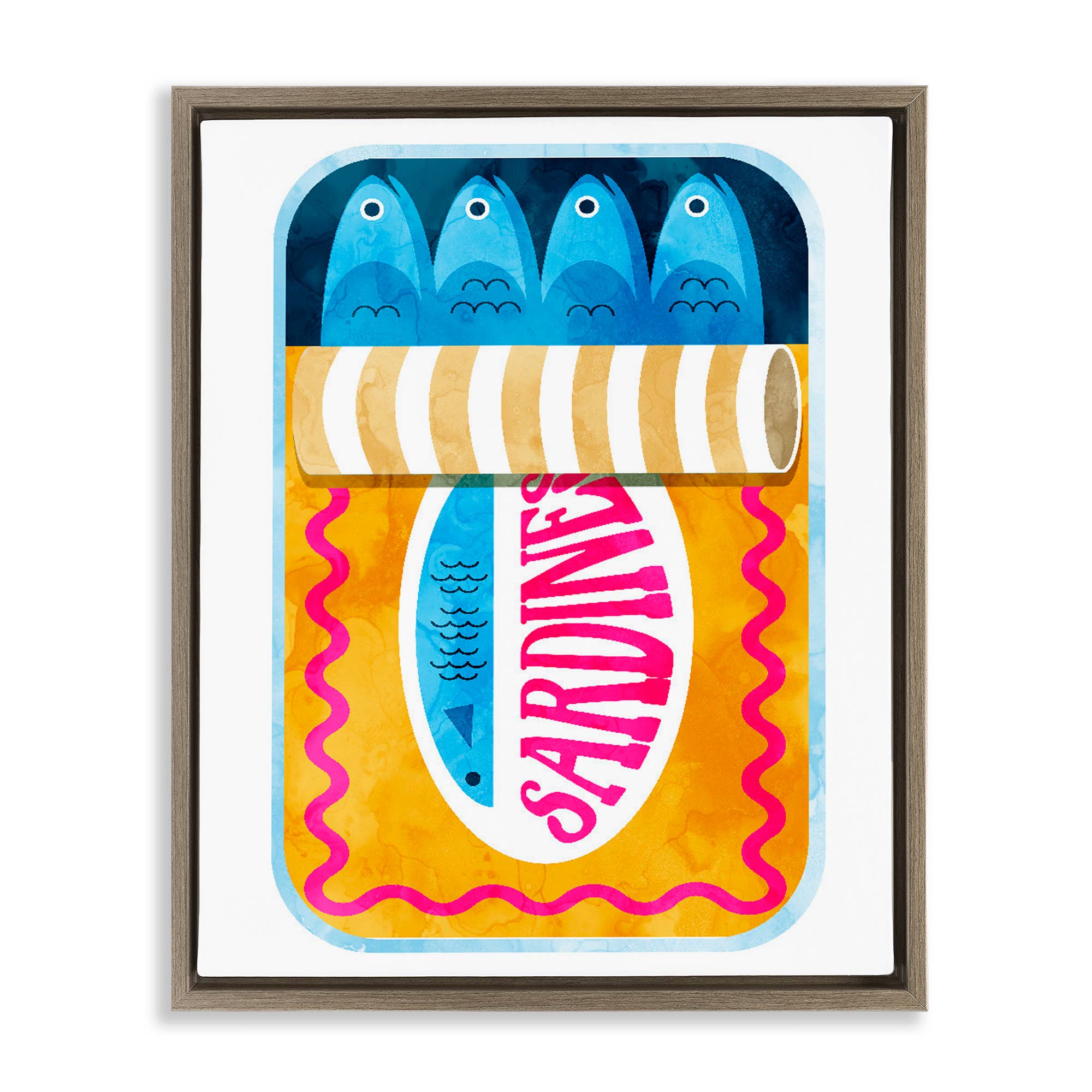 Stupell Industries – wholesale Väggskylt – Blå & Orange Konserverade Sardiner - Inramad Väggkonst23