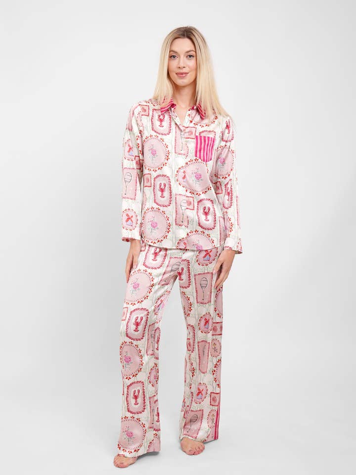 Langærmet pyjamastop / "The Hamptons" for engroshandel hos Jessica Russell Flint