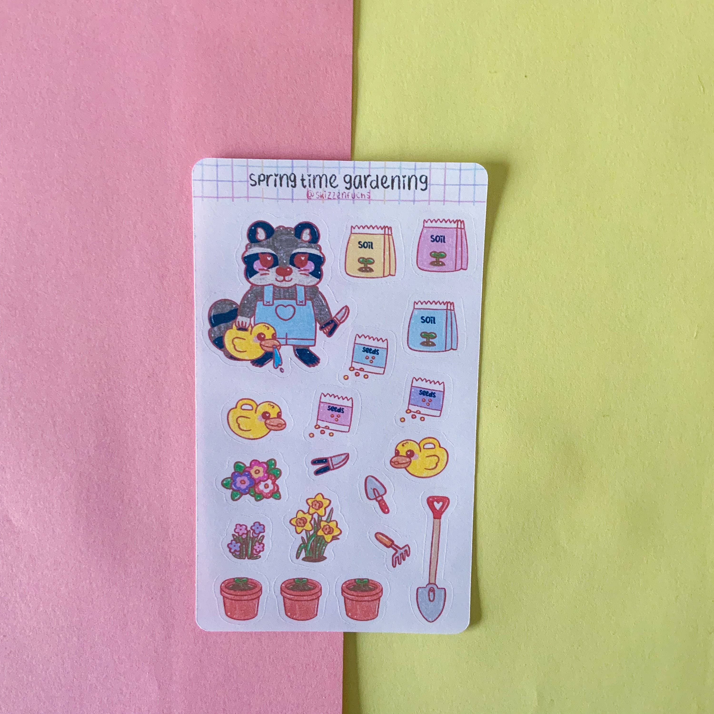 Skizzenfuchs – wholesale Sticker – Raccoon Spring Gardening Planner Stickers | Bandit Spring3