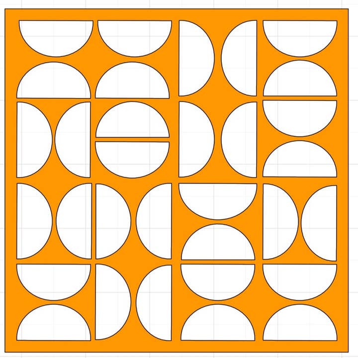 Quadratische Retro-Schablone mit Halbkreis für den Großhandel von Belle Stencils