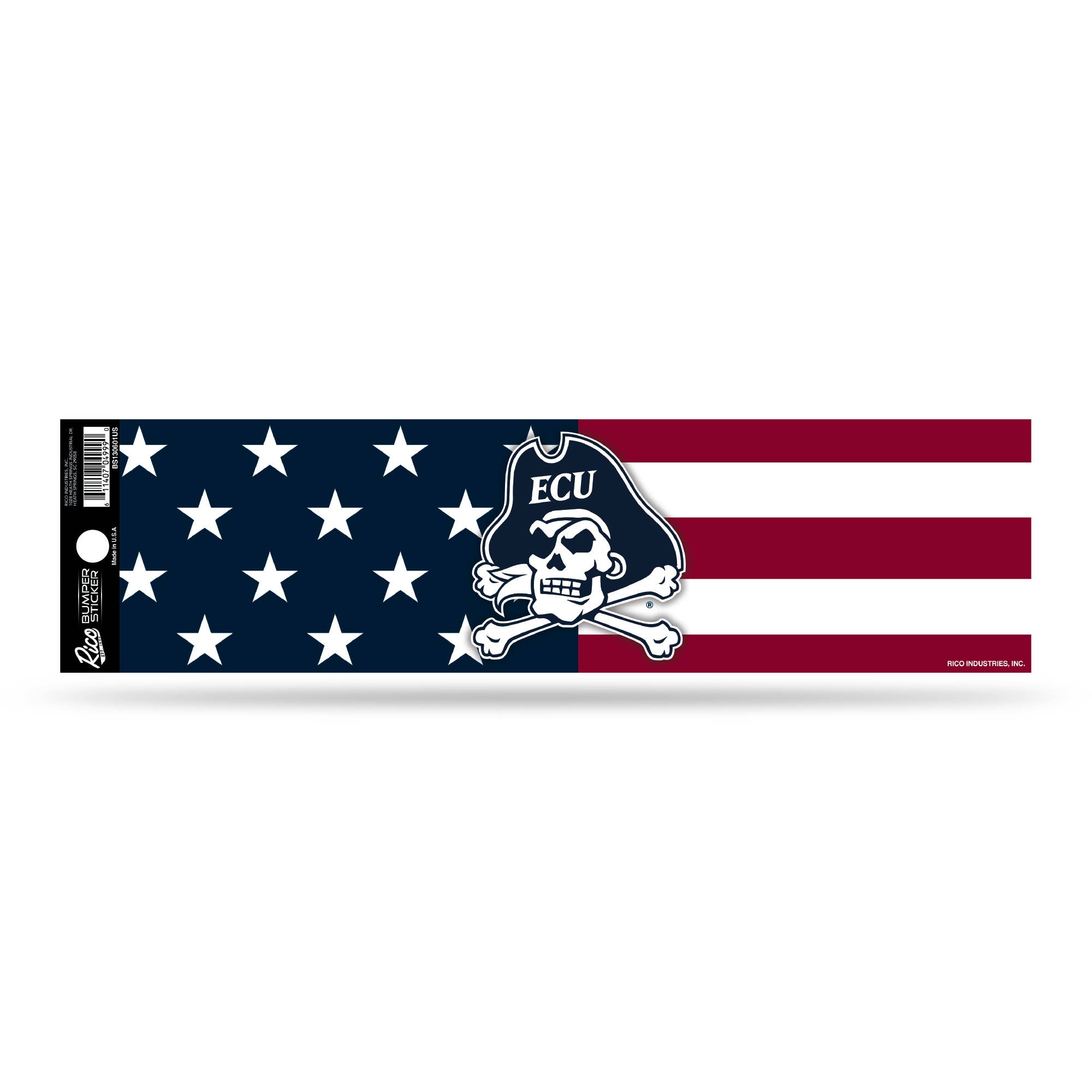 Rico Industries - Wholesale Sticker - NCAA  East Carolina Pirates Patriotic  Bumper Sticker0