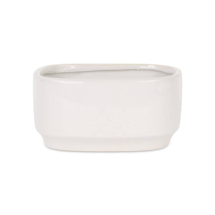 Cheungs Home Decor - Venta al por mayor Macetas - Maceta de cerámica rectangular ancha y curva de Elegora, color blanco roto2