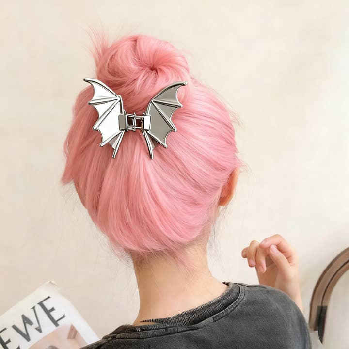 Otterware - Wholesale Hair Clip - Women's - Gothic Bat Wings Metal Claw Clip - Gold & Silver Statement7