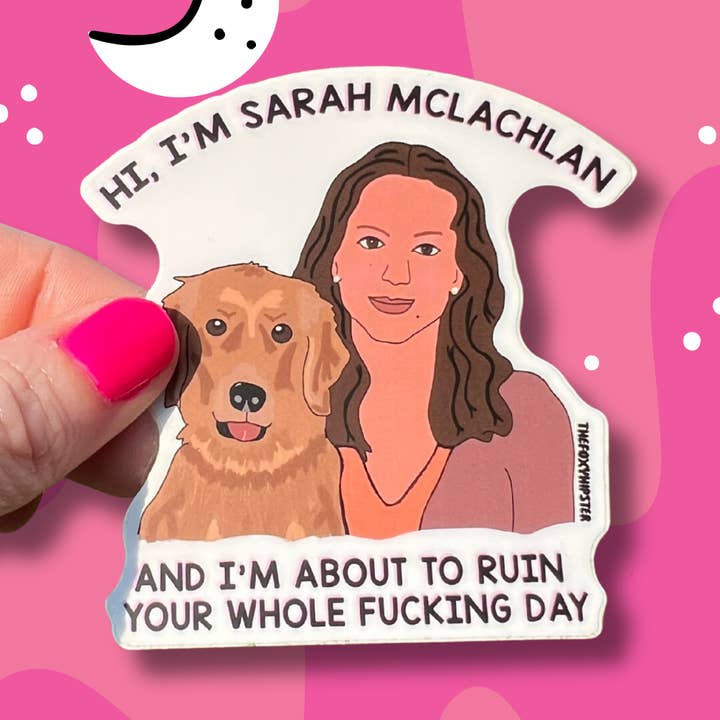 Adesivo in vinile commerciale Sarah McLachlan Sad Animal per la vendita all'ingrosso da parte di The Foxy Hipster