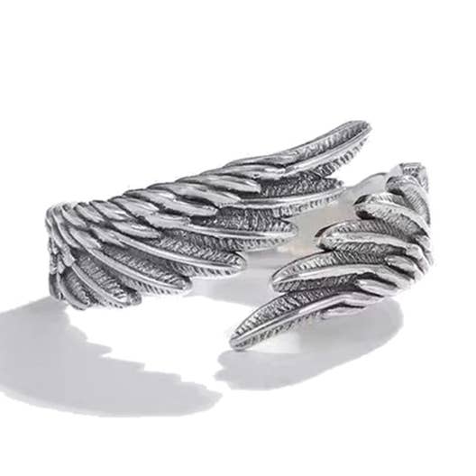 Angel wings open ring (Adjustable) Oxidised jewellery for wholesale by Gemscape UK