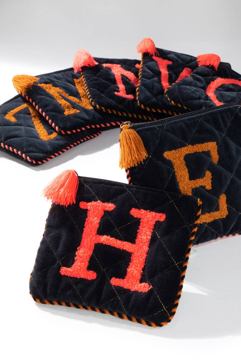 Urbanista - Wholesale Clutch Bag - Women's - Hand Embroidered Initial Velveteen Pouch17