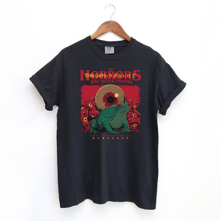 Blue Giraffe Inc - Wholesale Screen Printed T-Shirt - Women's - Horrors Are Never Ending Yet I remain Silly T-Shirt