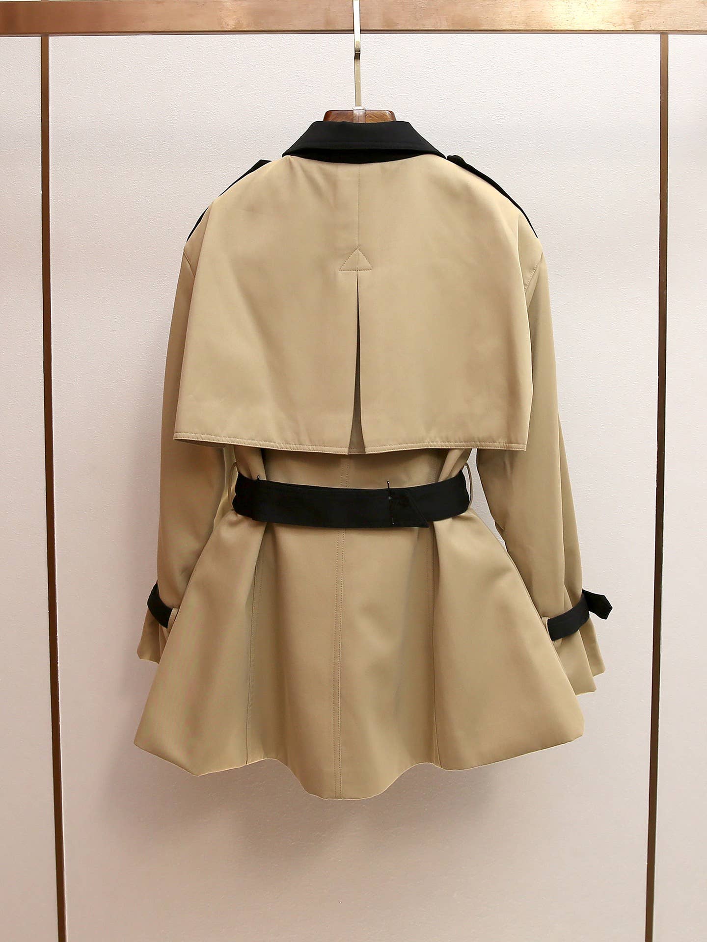 Color as pictures CT125 Vintage Contrast Belted Slim Fit Trench Coat for Women for wholesale on Faire1