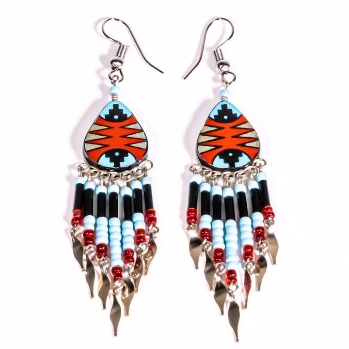 Shelley Enterprises Inc. - Wholesale Dangle Earrings - 7601-Painted Earrings, handmade with Czech Beads