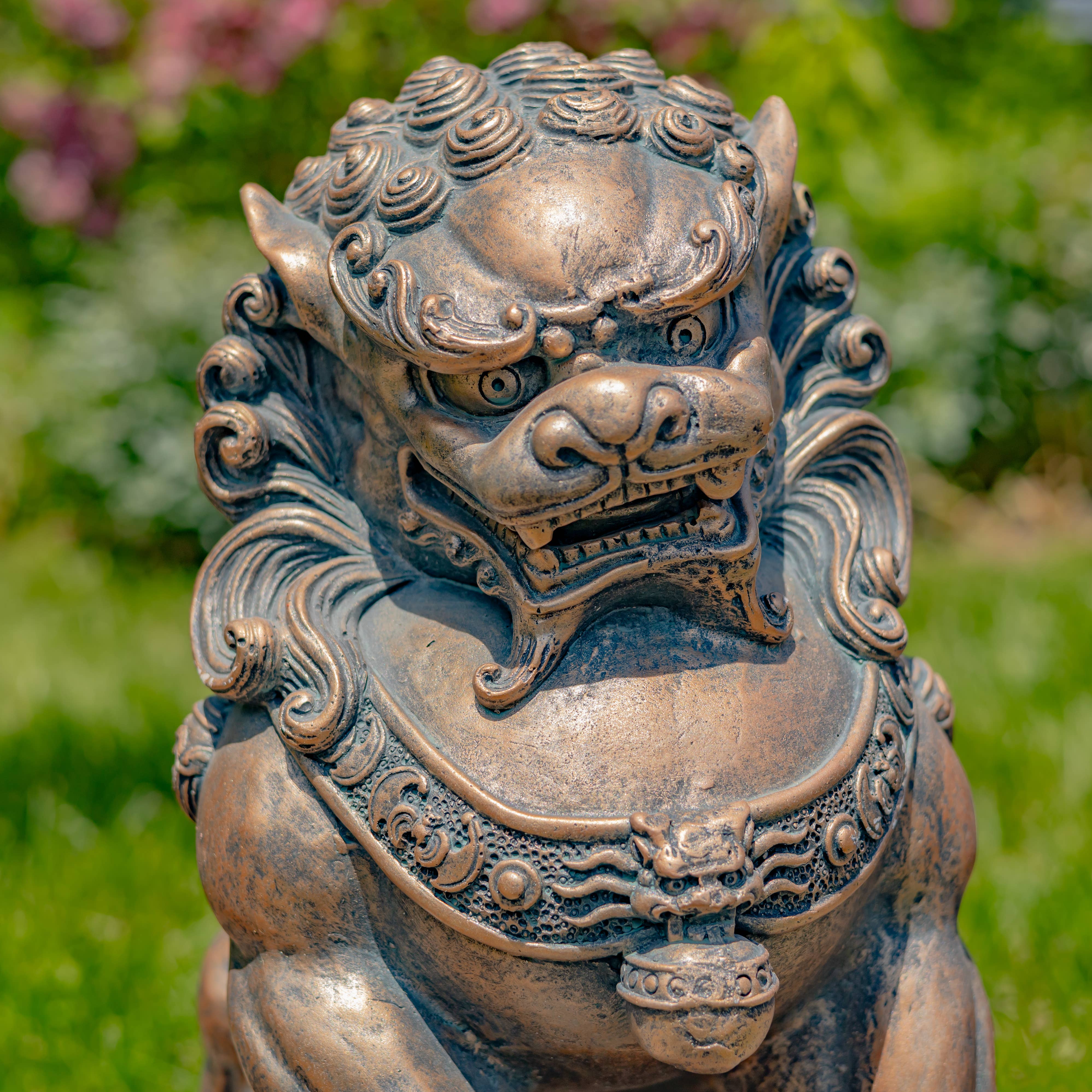 Zaer Ltd. International - Wholesale Sculpture - 16" Tall Small Magnesium Fu Dog Sentry Statues "Xiao & Yan"2