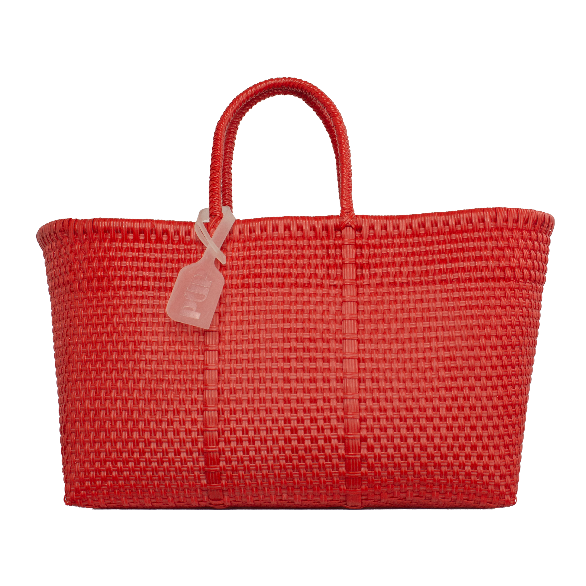 PÜP - Wholesale Beach Bag - Average basket in recycled plastic cherry color HANDMADE2