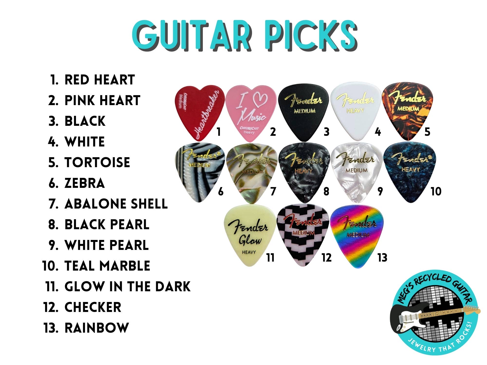 Meg's Recycled Guitar - Wholesale Pendant/Charm Necklace - GUITAR PICK CHARM NECKLACE - 13 COLORS4