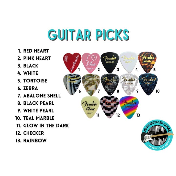 Meg's Recycled Guitar - Wholesale Pendant/Charm Necklace - GUITAR PICK CHARM NECKLACE - 13 COLORS4