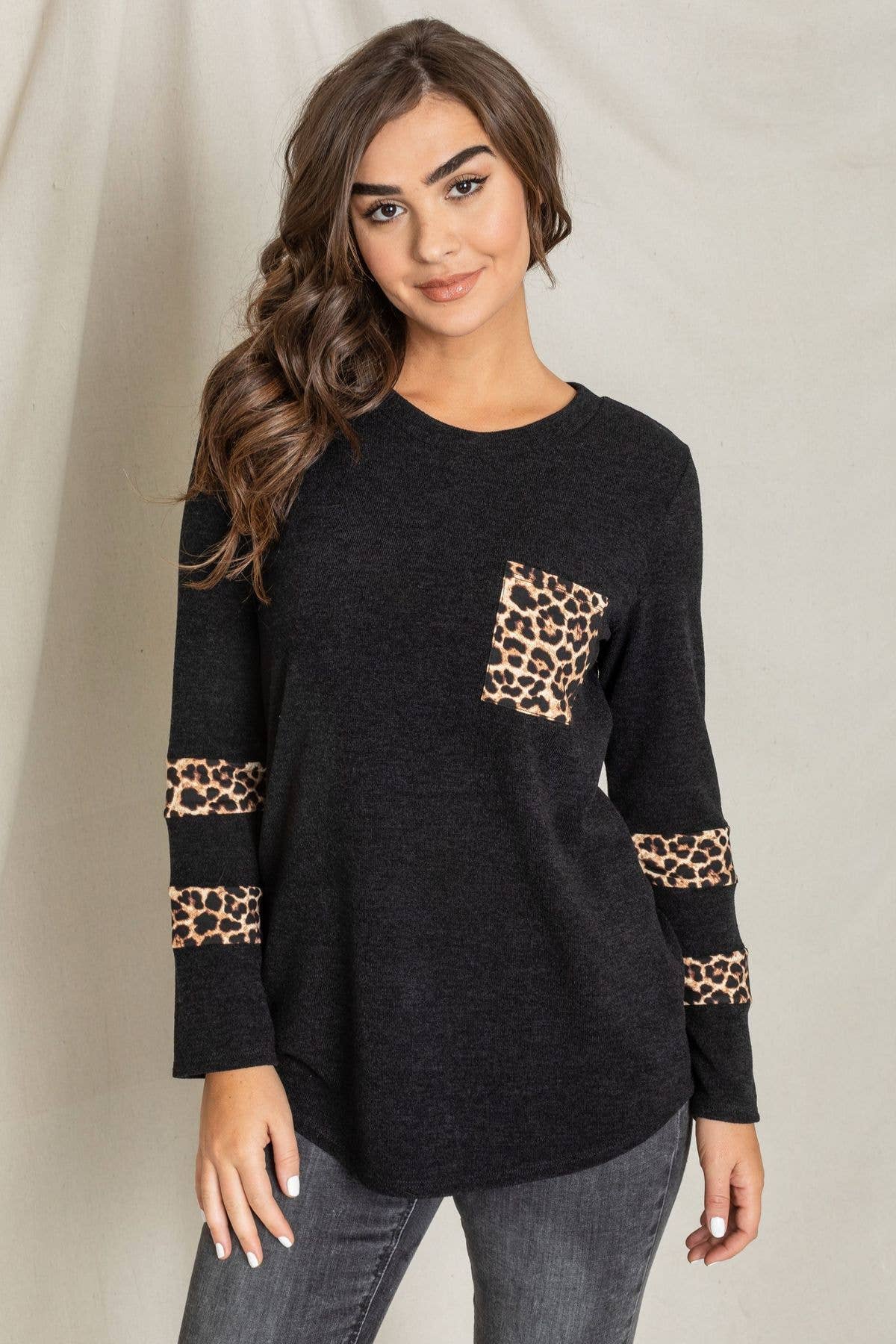 EG fashion – wholesale Tunika - Dam – Leopard bröstficka tunika3