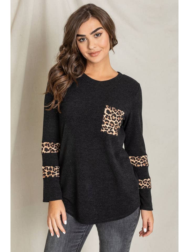 EG fashion – wholesale Tunika - Dam – Leopard bröstficka tunika3