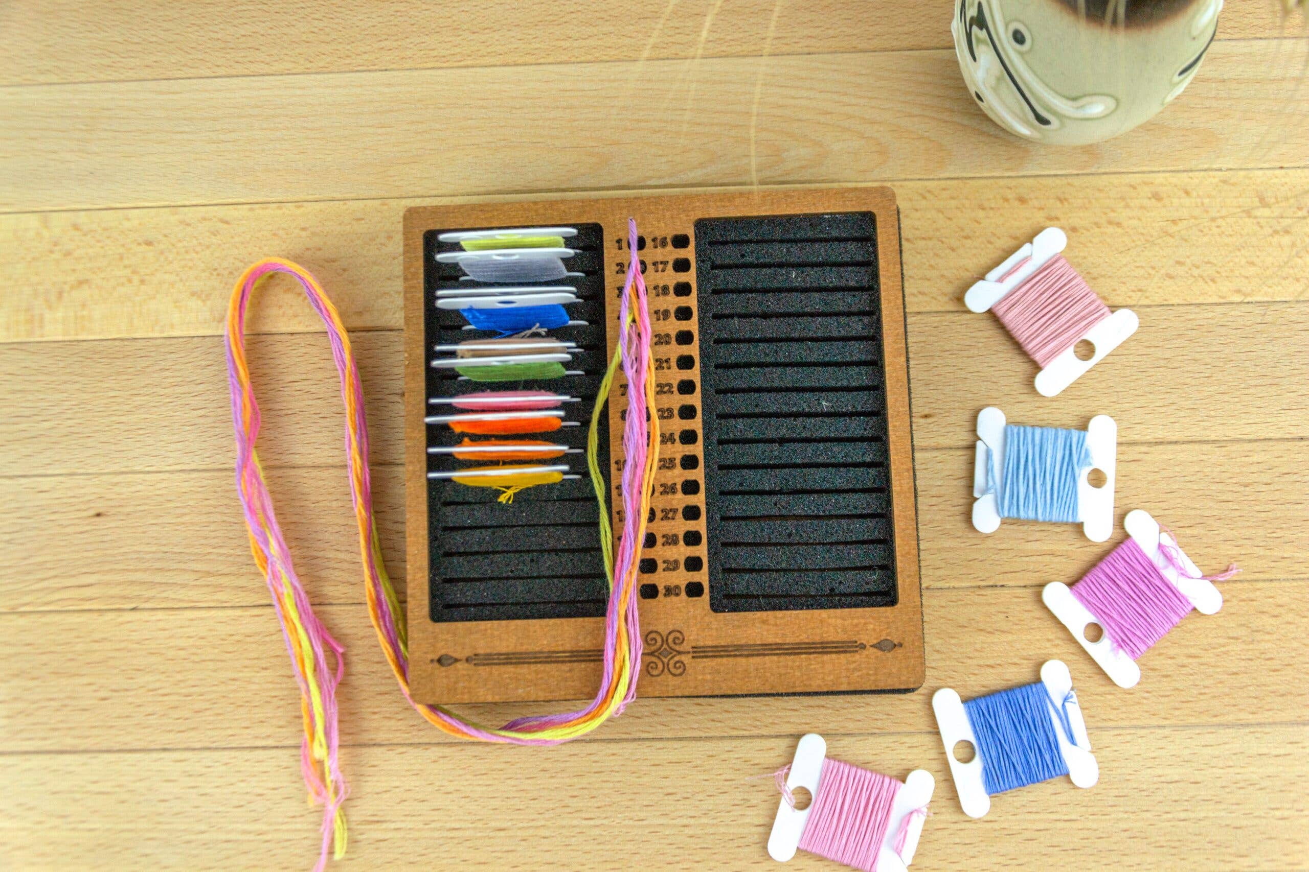 Embroidery craft - Wholesale Embroidery/Cross Stitch Supplies - PB-023-img-4 Foam stand for plastic bobbins (spools) thickness 1mm with holes for needles5